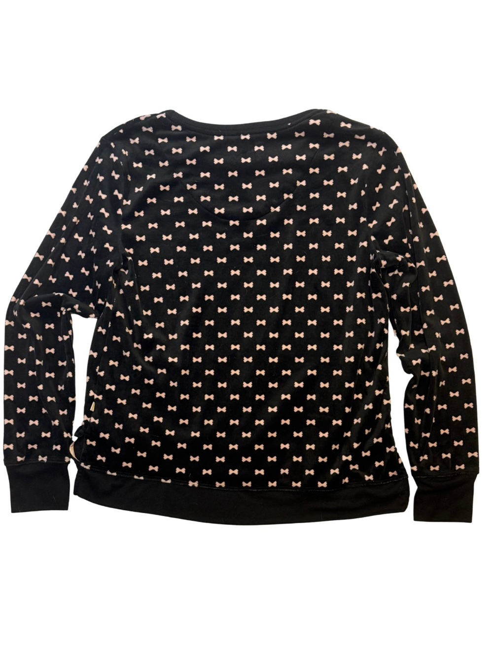 Kate Spade New York Bow Print Plush Pullover Sweater Black Pink Size Small - Picture 3 of 8